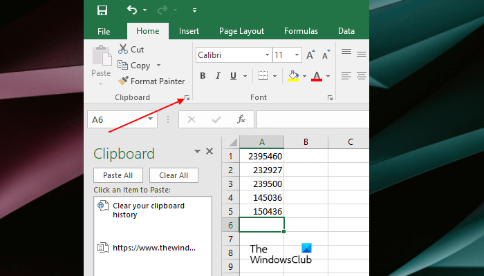 Excel에서 클립보드 기록 지우기