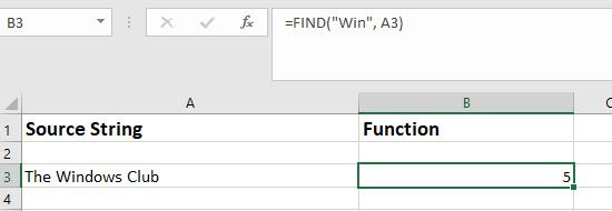 FIND funktsioon Excelis