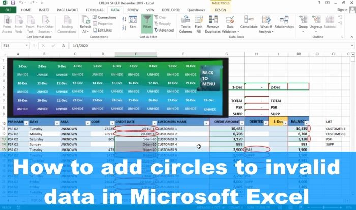 Com encerclar dades incorrectes a Excel