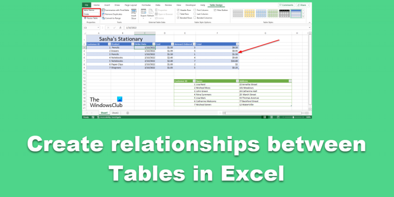 Cara membuat perhubungan antara jadual dalam Excel