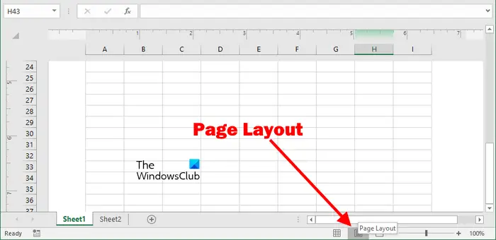   Alternar para exibição de layout de página no Excel