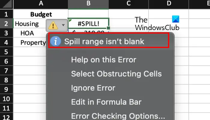   SPILL kļūda programmā Excel