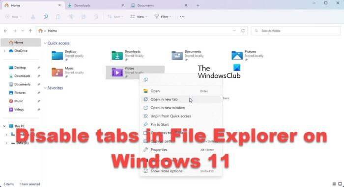 विंडोज 11 पर फाइल एक्सप्लोरर में टैब को कैसे निष्क्रिय करें?