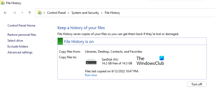   Activer l'historique des fichiers sous Windows