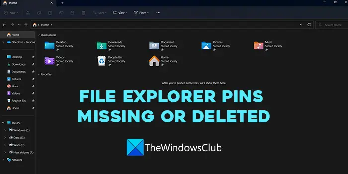Vastgezette Hot Folders ontbreken of zijn verdwenen in Windows 11/10