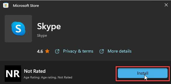 Εγκατάσταση Skype από το Microsoft Apps Store
