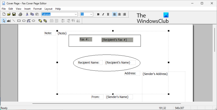 Uređivač naslovne stranice faksa u sustavu Windows 11
