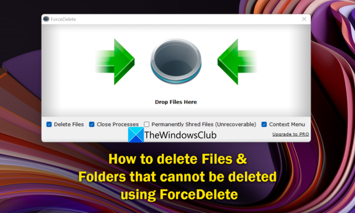 उन फ़ाइलों और फ़ोल्डरों को कैसे हटाएं जिन्हें ForceDelete का उपयोग करके हटाया नहीं जा सकता है