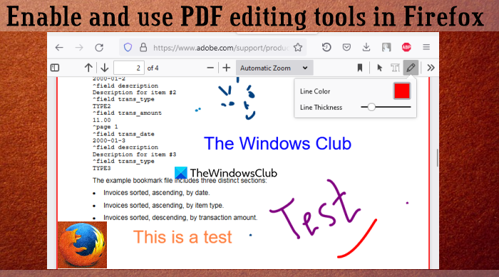 A PDF-szerkesztő eszközök engedélyezése és használata a Firefox PDF Readerben Windows 11/10 rendszeren
