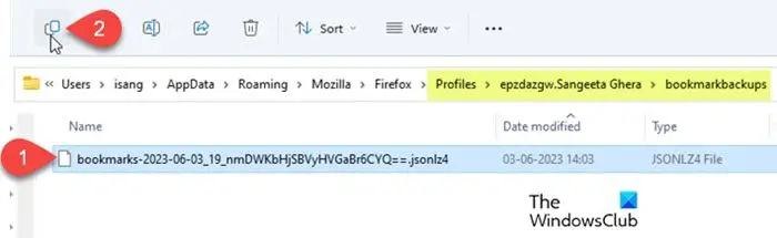   Firefox yer imleri verilerini kopyalama