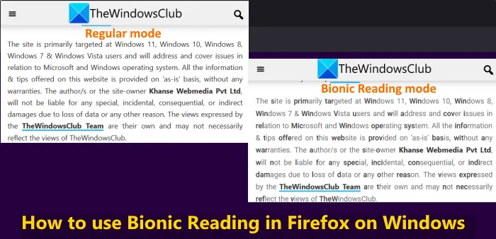Comment utiliser la lecture bionique dans Firefox sur Windows 11/10