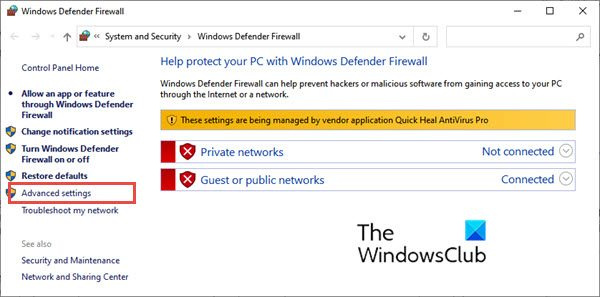 Windows Filtering Platform blokerede forbindelsen