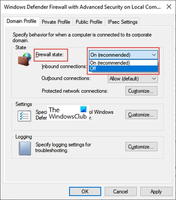 Windows Filtering Platform esti yhteyden