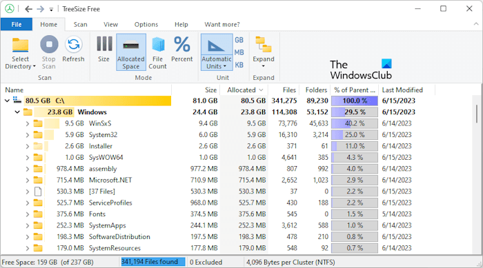 A Windows mappa túl nagy a Windows 11/10 rendszerben