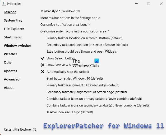 ExplorerPatcher apskats: ļaujiet sistēmai Windows 11 izskatīties kā Windows 10