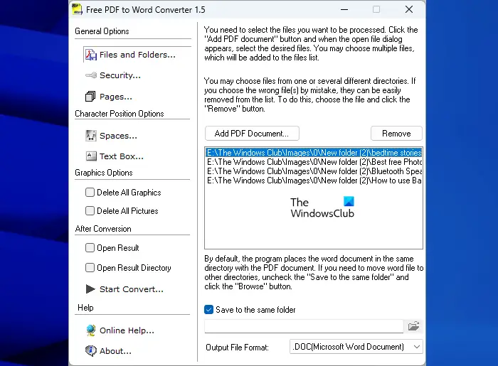 Beste gratis batch PDF naar Word-conversiesoftware voor Windows 11/10