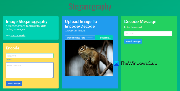 Webový nástroj ImageSteganography