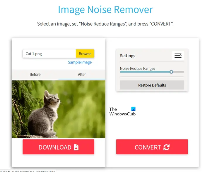   Interneti-tööriist Image Noise Remover