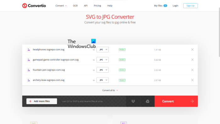 Convertidor de SVG a JPG per Convertio