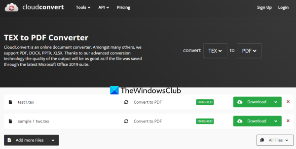 CloudConvert Convertidor TEX a PDF