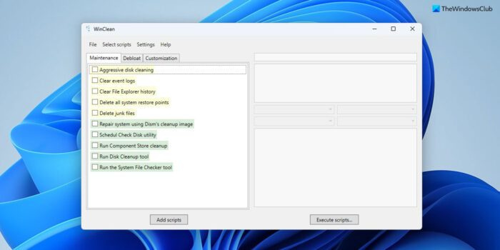 WinClean, Windows 11/10'u temizlemenizi ve optimize etmenizi sağlar