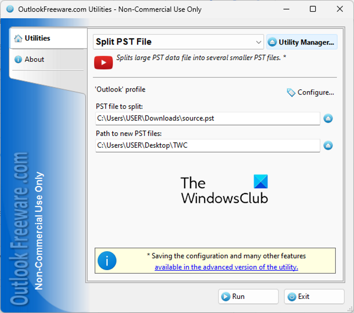 Windows 11/10-এ বিনামূল্যের সফ্টওয়্যার ব্যবহার করে একটি বড় PST ফাইল বিভক্ত করুন