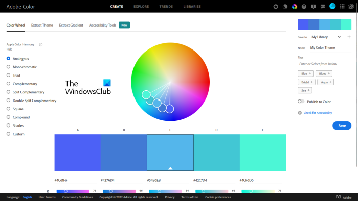 Adobe Color – brezplačen spletni generator barvnih palet