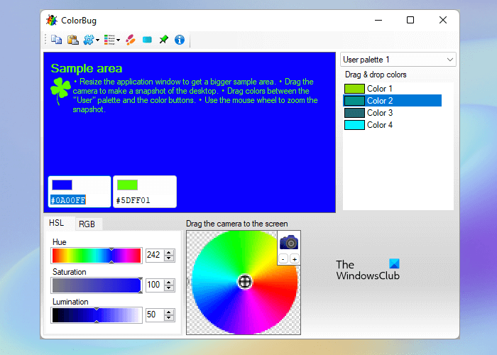 ColorBug ialah program percuma untuk mencipta palet warna.