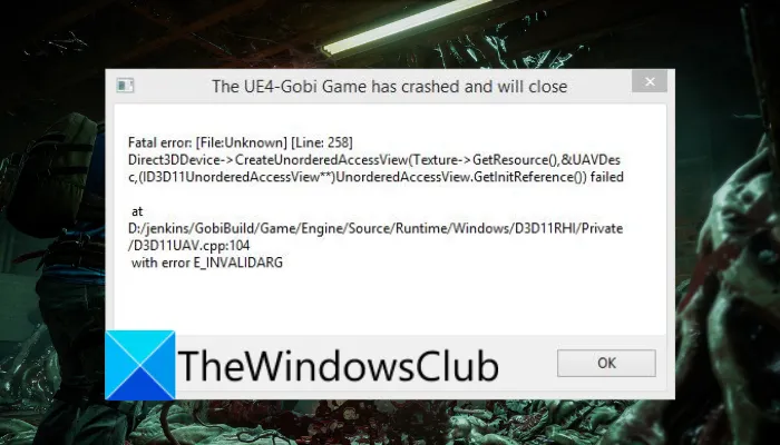UE4-Gobi गेम क्रैश हो गया है और बैक 4 ब्लड पर त्रुटि बंद कर देगा
