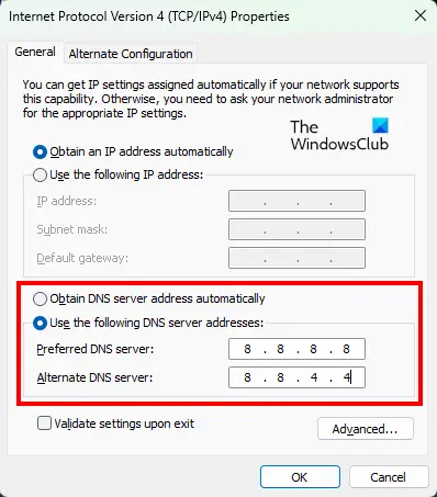   Alterar o servidor DNS
