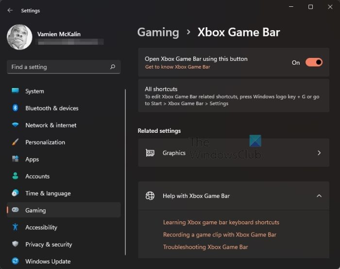 Deshabilitar la barra de juegos de Xbox