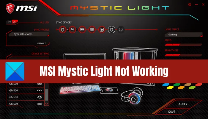 MSI Mystic Light werkt niet, opent of reageert niet op pc