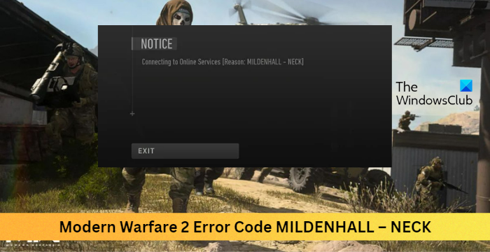 Modern Warfare 2 MILDEHALL 오류 코드 - NECK