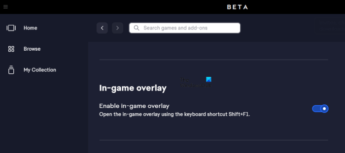 Deaktiviere das Overlay im Spiel in der EA-App