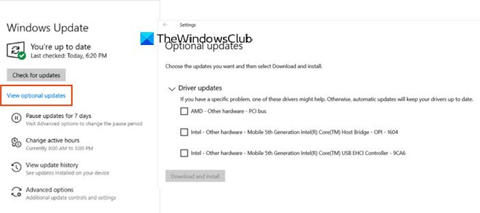 Opsyonal na pag-update ng Windows 10