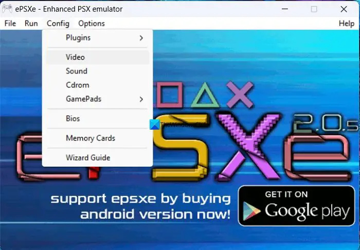   ePSXe의 비디오 구성