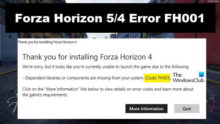 Odpravite napako Forza Horizon FH001 v računalniku z operacijskim sistemom Windows