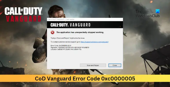Opravte kód chyby CoD Vanguard 0xc0000005 na PC