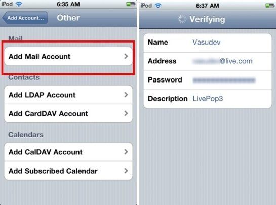 Kako postaviti Hotmail na iPad / iPhone / iPod Touch s POP3