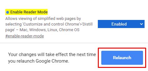 Dayakan atau lumpuhkan mod bacaan dalam Chrome melalui bendera