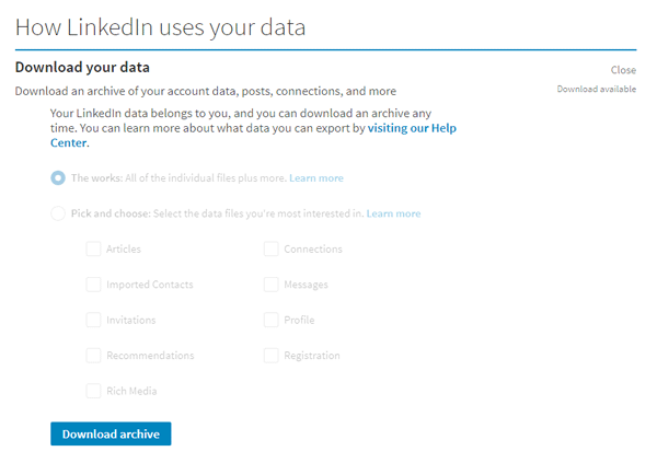 LinkedIn سے پروفائل ڈیٹا ڈاؤن لوڈ کرنے کا طریقہ