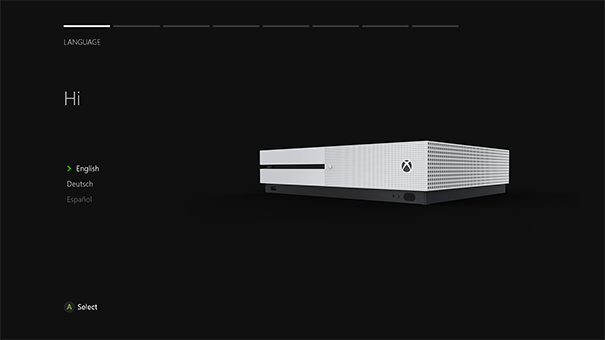 Xbox One S에서 언어를 선택하세요. 출처: microsoft.com