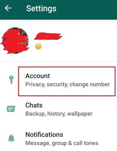 הגדרות חשבון WhatsApp