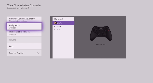 Piešķirt Xbox kontrolieri kontam