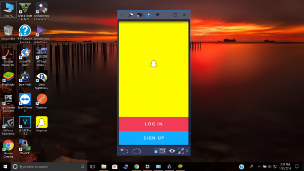 Snapchat ei toimi BlueStacks Emulator -sovelluksessa