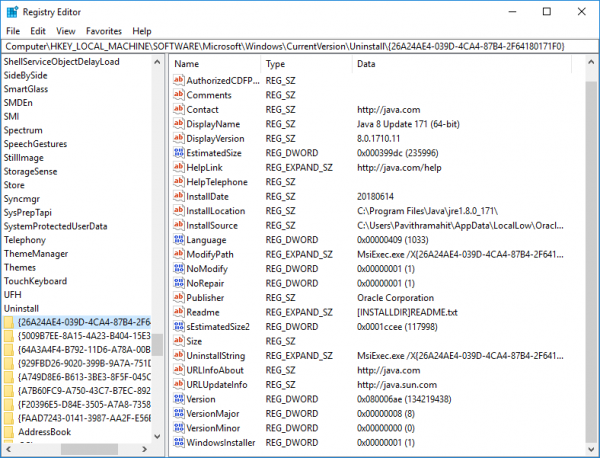 Java-listan i kontrollpanelen finns kvar även efter borttagning.