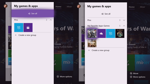 Apps en games groeperen op Xbox One