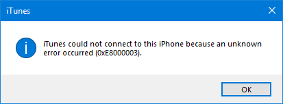 Betulkan ralat iTunes 0xE8000003 pada Windows 10 apabila menyambungkan iPhone