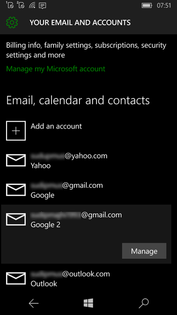 изтрийте имейл акаунт от Windows Phone 10-1