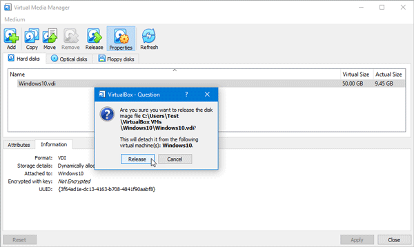 VirtualBox neizdevās reģistrēt un atvērt cietā diska attēla failu